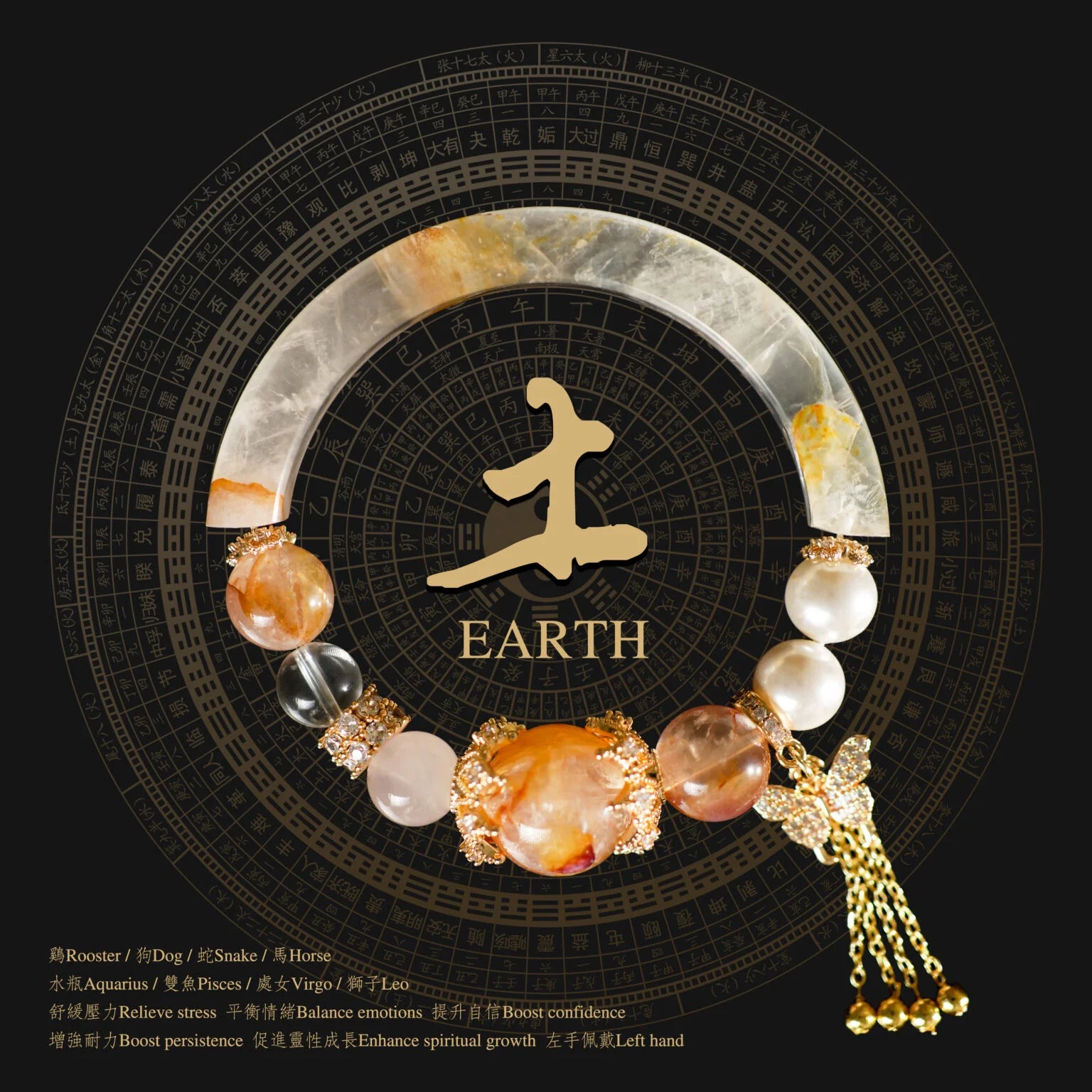 Yellow Blossom Crystal Jade Bangle – Elegant Natural Stone Bracelet for Women