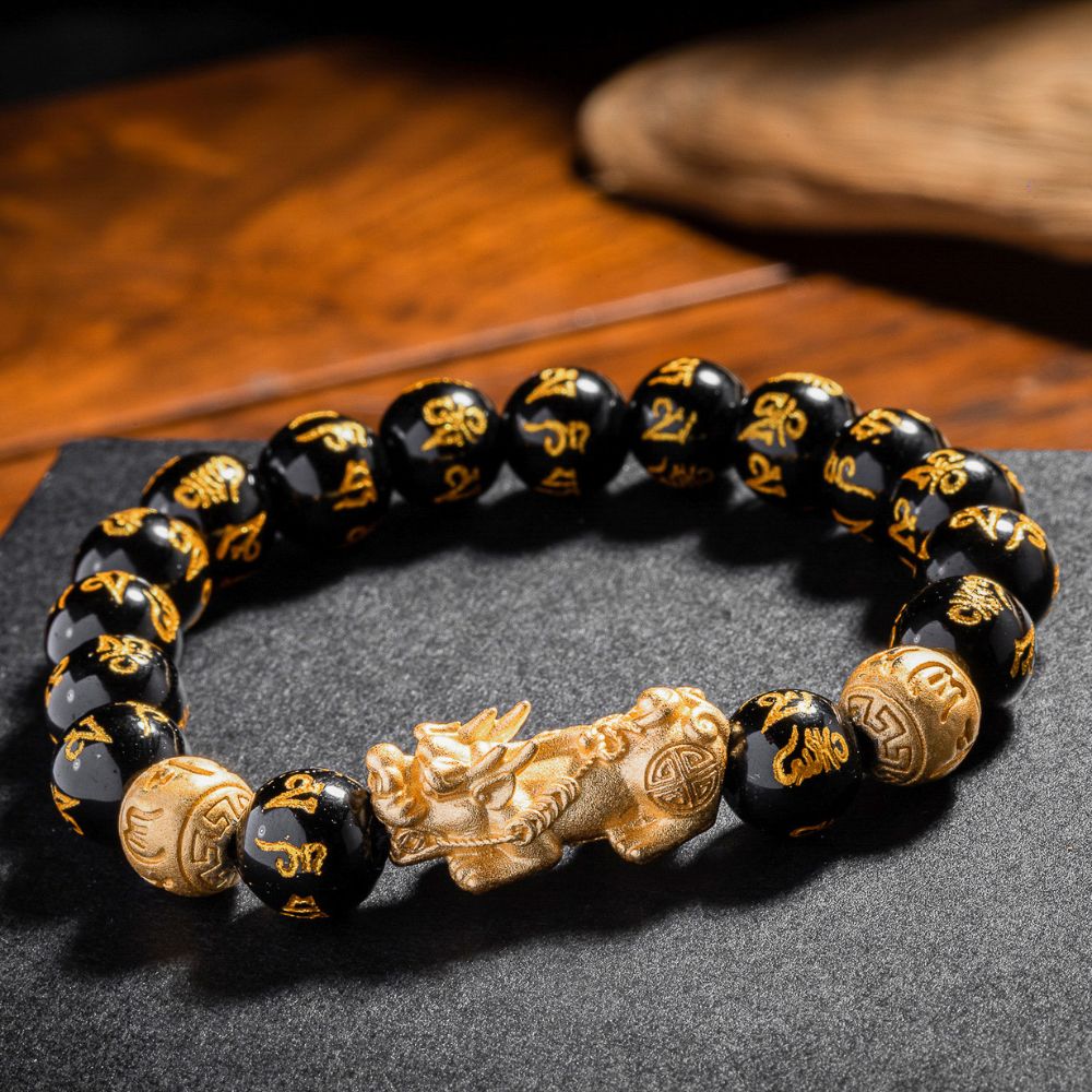 Feng Shui Pixiu Black Obsidian Wealth Bracelet – Attract Money, Luck & Protection