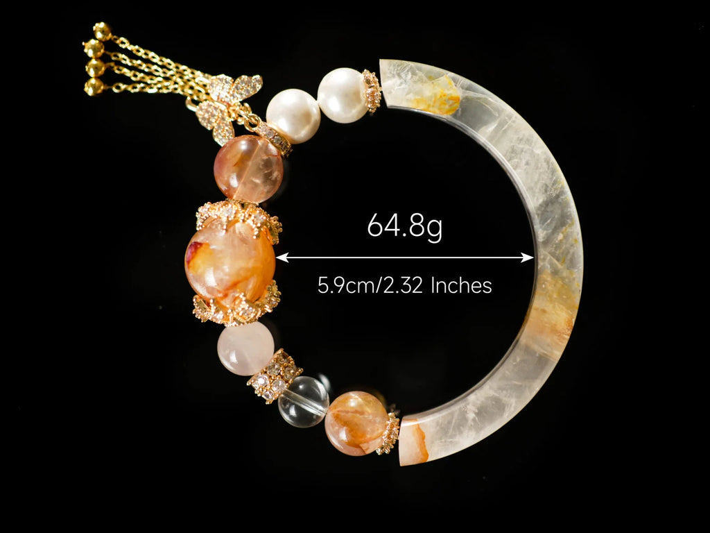 Yellow Blossom Crystal Jade Bangle – Elegant Natural Stone Bracelet for Women