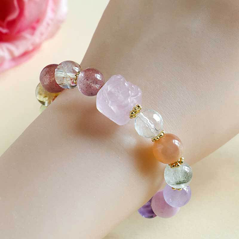 Phoenix Among Peonies Multi-Treasure Gemstone Bracelet