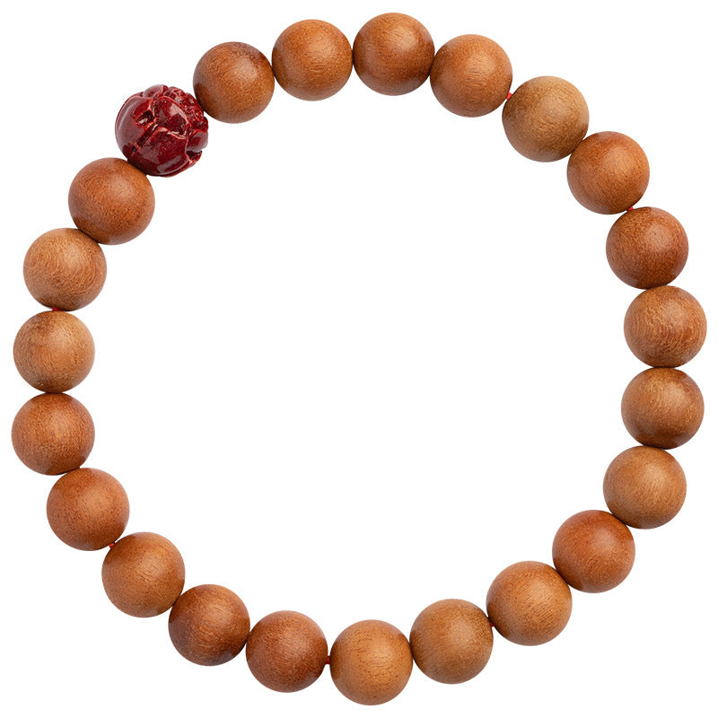 Sacred Peach Wood & Cinnabar Protection Bracelet – Authentic Feng Shui Peace Talisman