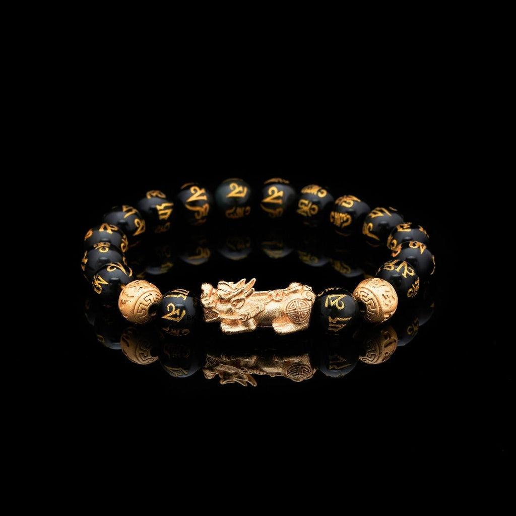 Feng Shui Pixiu Black Obsidian Wealth Bracelet – Attract Money, Luck & Protection