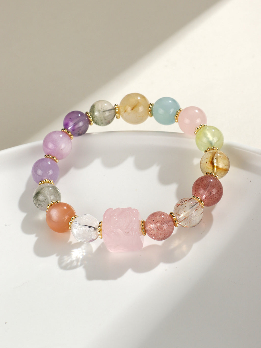 Phoenix Among Peonies Multi-Treasure Gemstone Bracelet