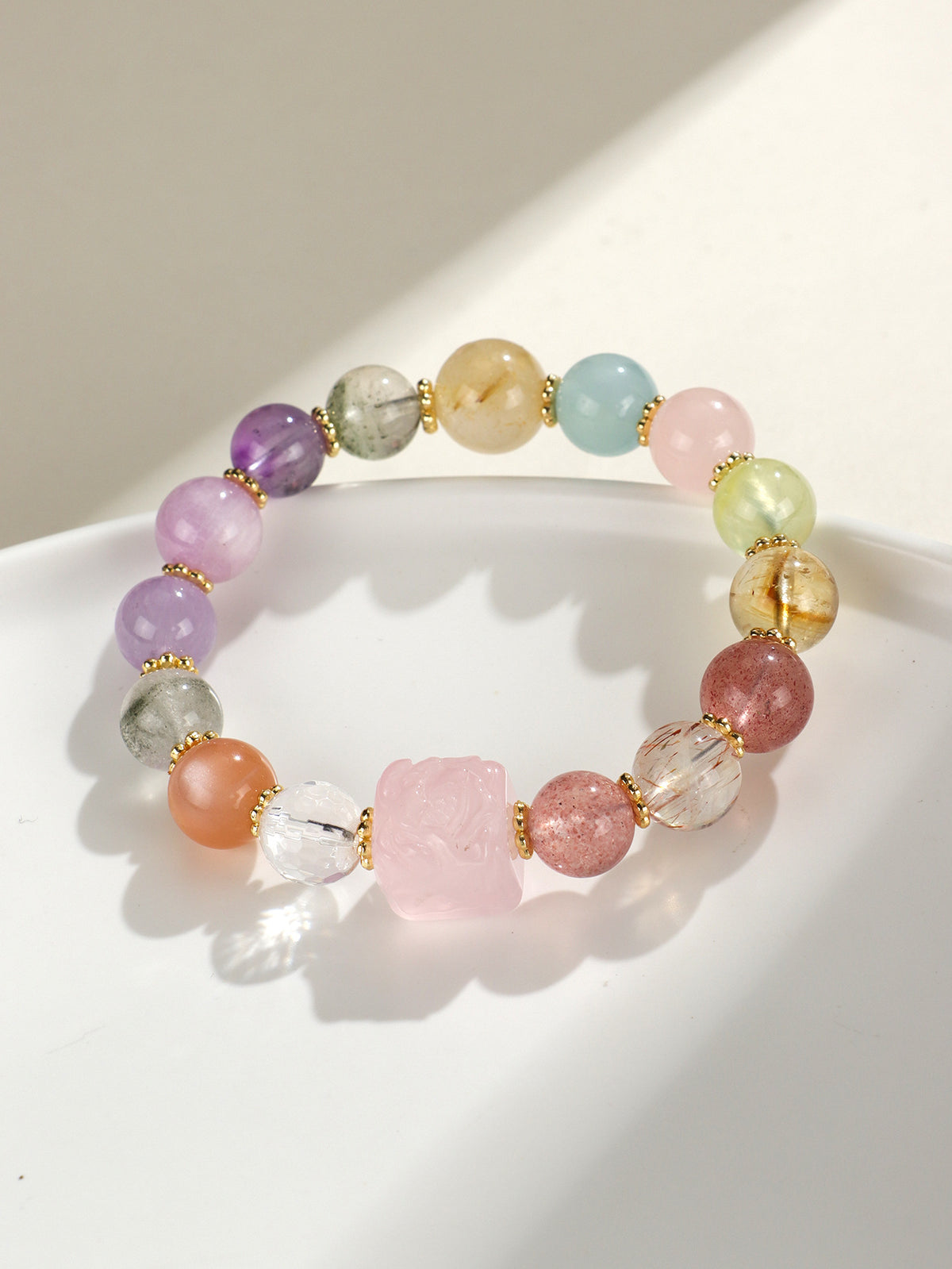 Phoenix Among Peonies Multi-Treasure Gemstone Bracelet
