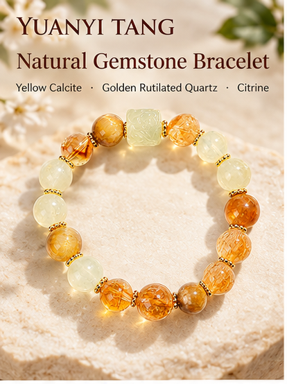 Rising Prosperity Golden Rutilated Quartz & Citrine Feng Shui Bracelet