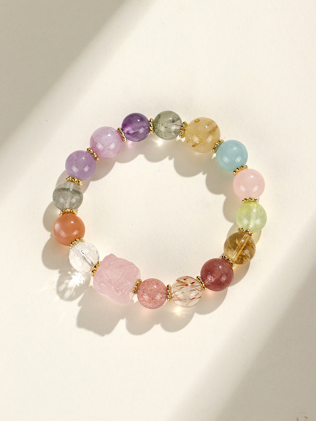 Phoenix Among Peonies Multi-Treasure Gemstone Bracelet