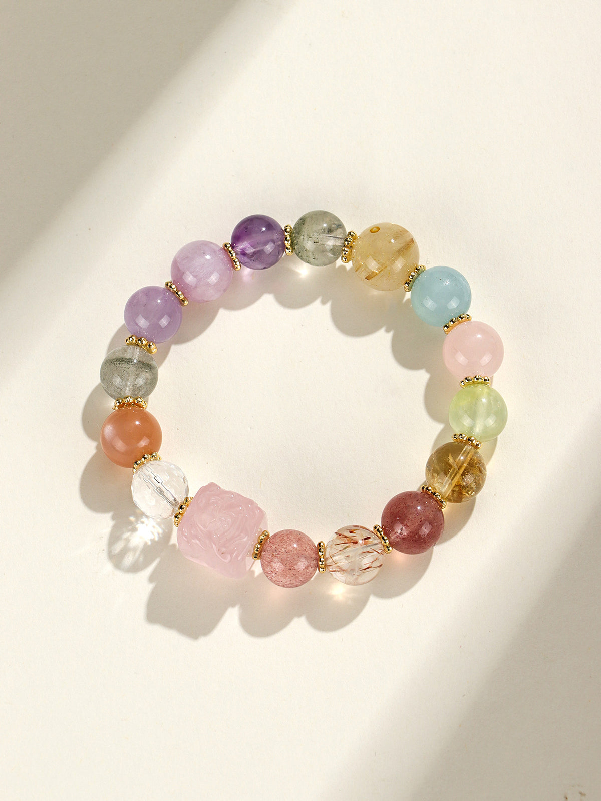 Phoenix Among Peonies Multi-Treasure Gemstone Bracelet