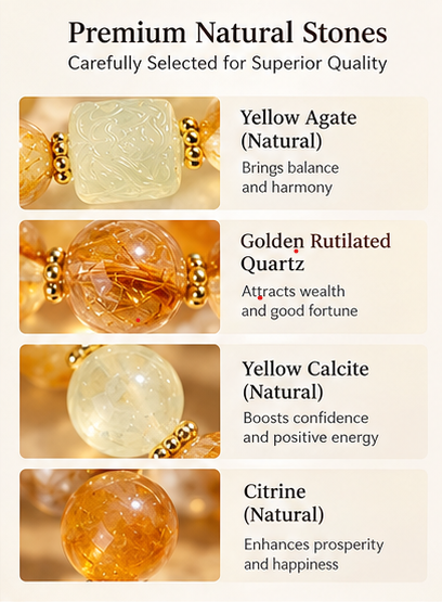 Rising Prosperity Golden Rutilated Quartz & Citrine Feng Shui Bracelet