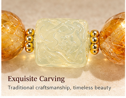 Rising Prosperity Golden Rutilated Quartz & Citrine Feng Shui Bracelet
