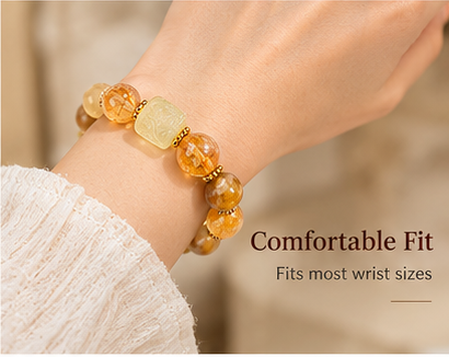 Rising Prosperity Golden Rutilated Quartz & Citrine Feng Shui Bracelet