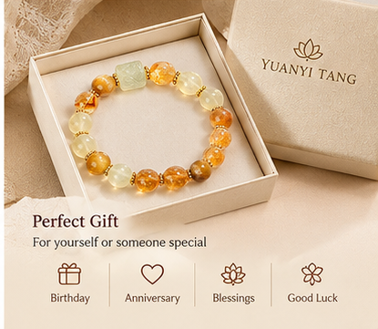 Rising Prosperity Golden Rutilated Quartz & Citrine Feng Shui Bracelet