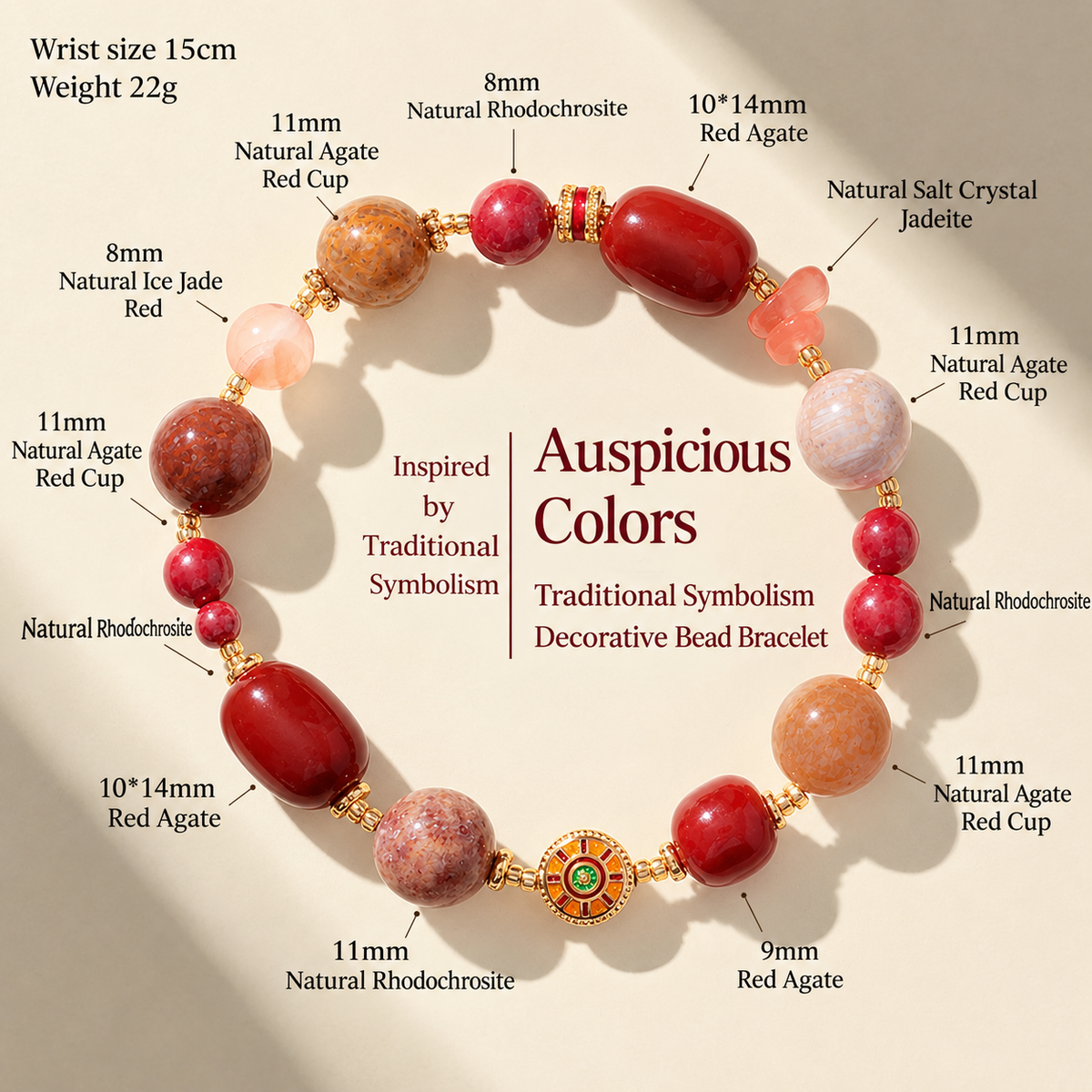 Dunhuang Colors Auspicious Gemstone Bead Bracelet