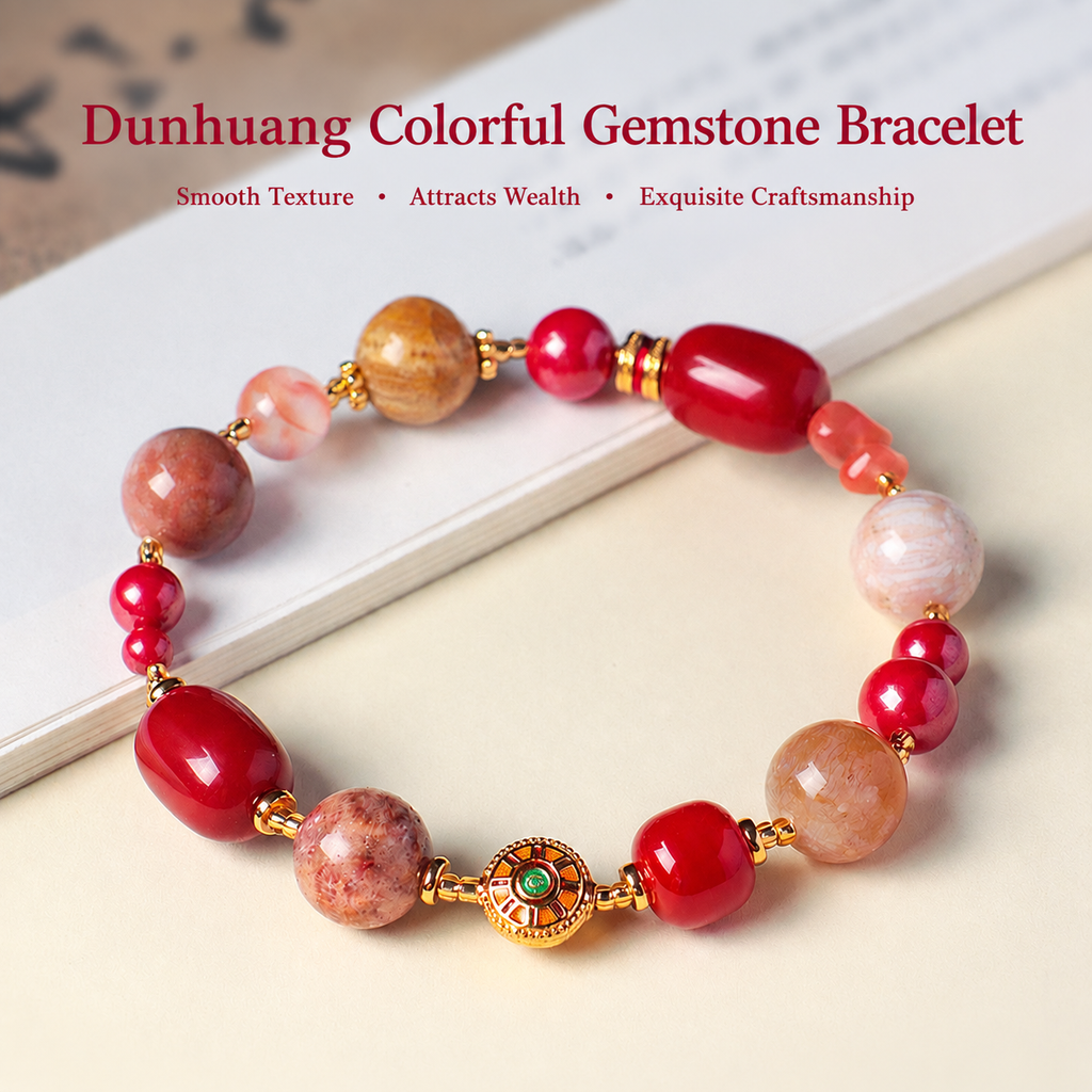 Dunhuang Colors Auspicious Gemstone Bead Bracelet