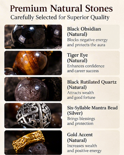 Six-Syllable True Word Obsidian Bracelet