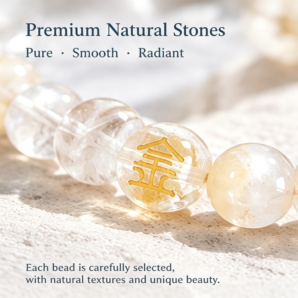 Five Elements Gold Crystal Wealth Bracelet | Natural Gemstone Feng Shui Jewelry