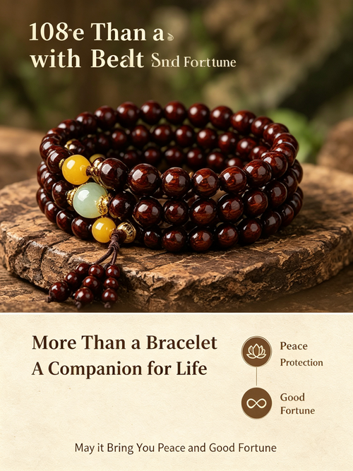 108 Small Leaf Purple Sandalwood Prayer Beads Mala Bracelet