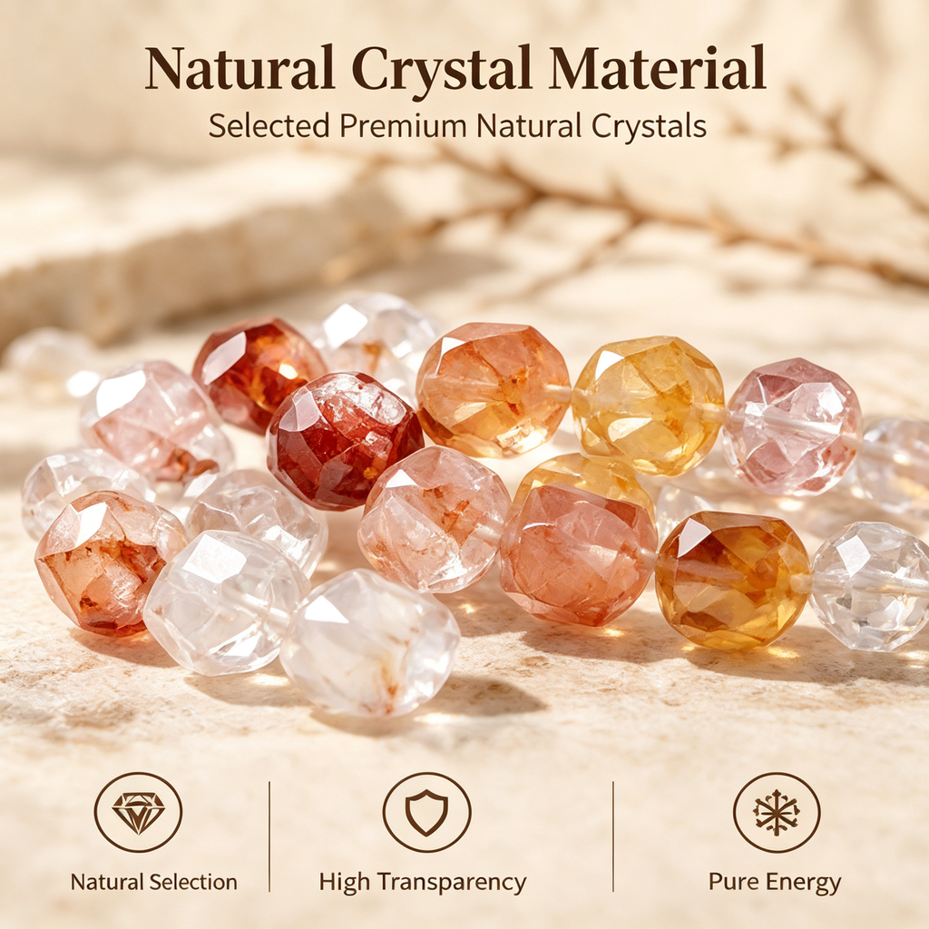 Natural Red & Yellow Faceted Crystal Bracelet