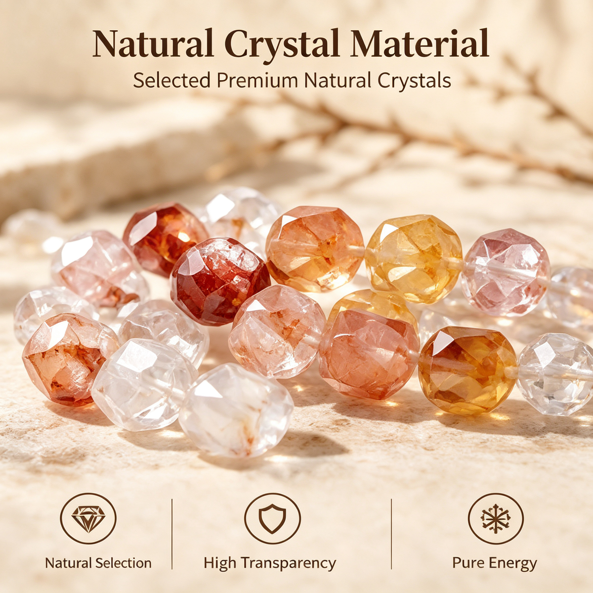 Natural Red & Yellow Faceted Crystal Bracelet