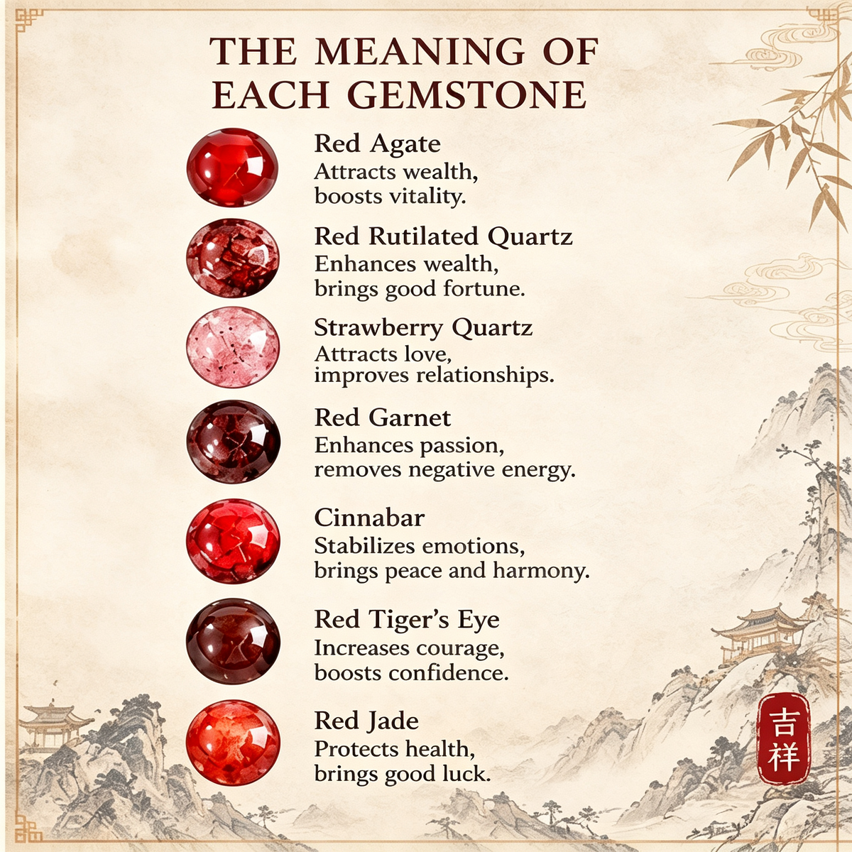 Five Elements Fire Crystal Peace & Wealth Bracelet | Natural Red Agate Garnet Feng Shui Jewelry