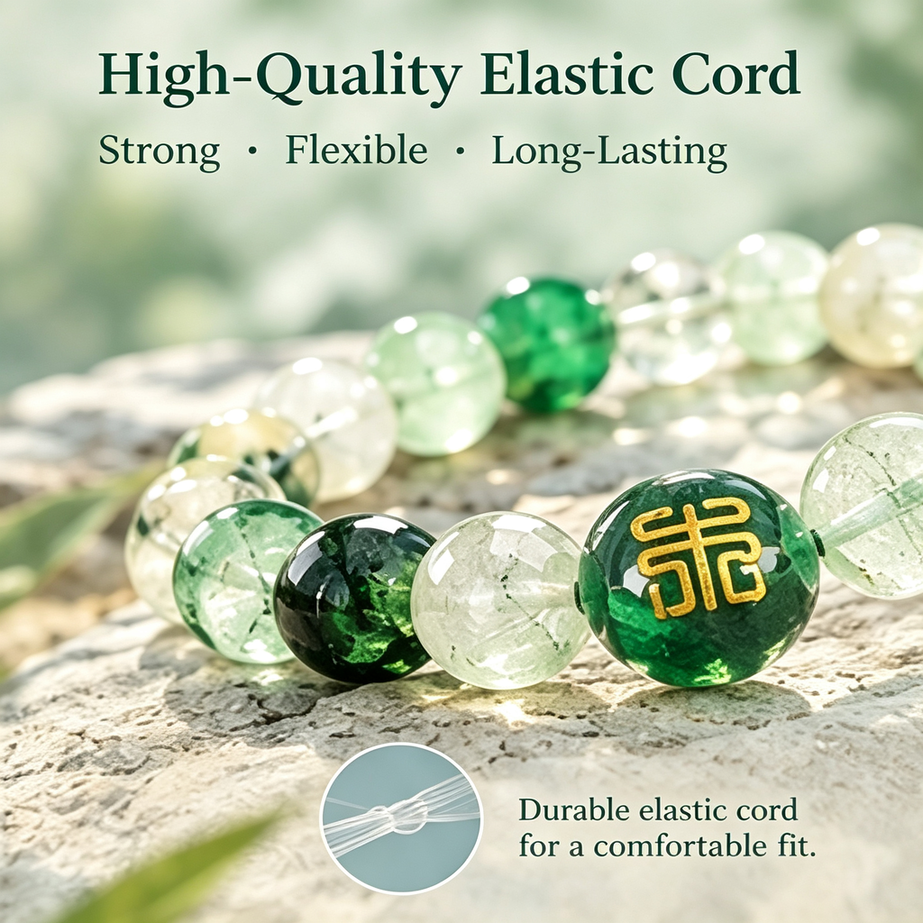 Five Elements Wood Crystal Wealth Bracelet | Natural Gemstone Feng Shui Jewelry