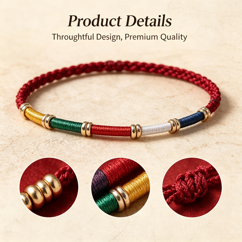 Five-Color Fortune String Bracelet – Protection, Blessings & Good Luck