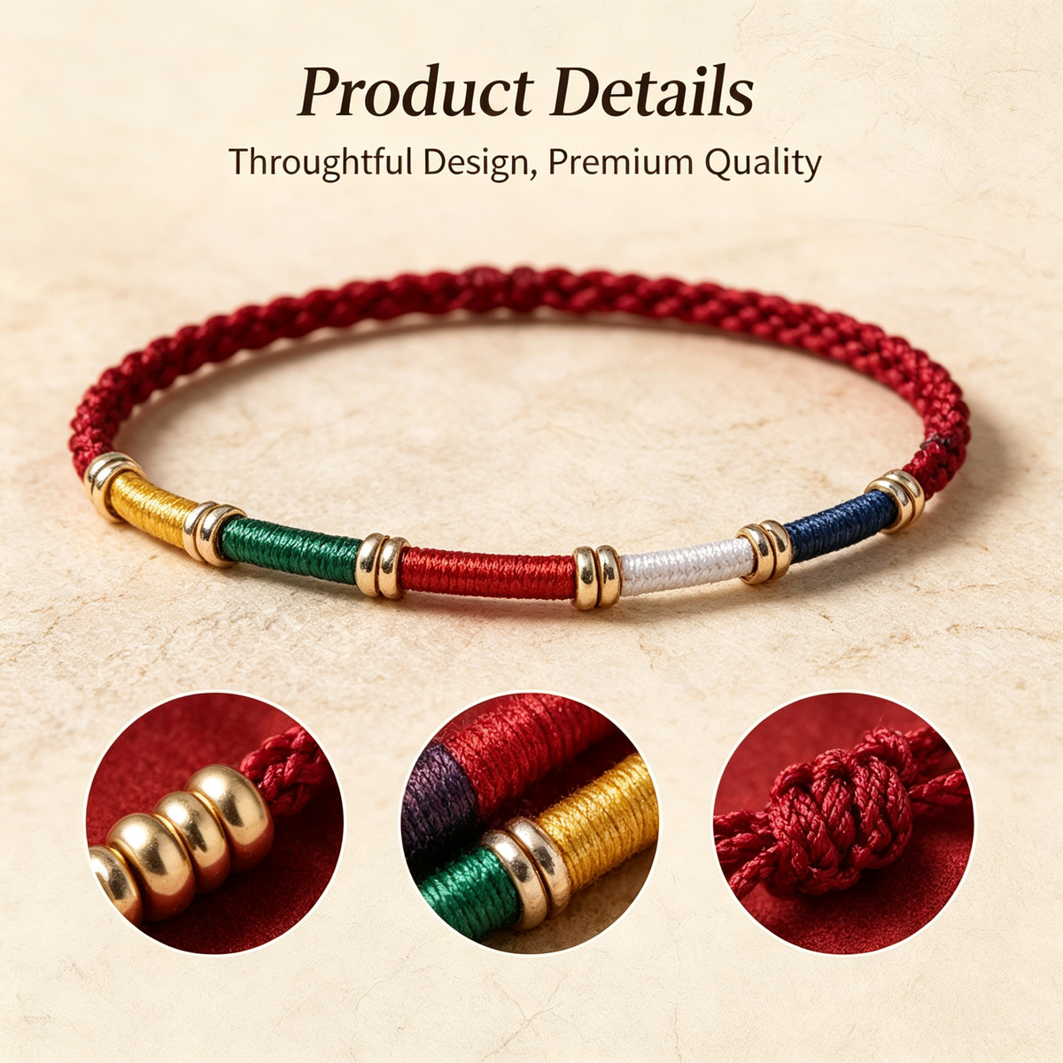 Five-Color Fortune String Bracelet – Protection, Blessings & Good Luck