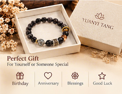 Six-Syllable True Word Obsidian Bracelet