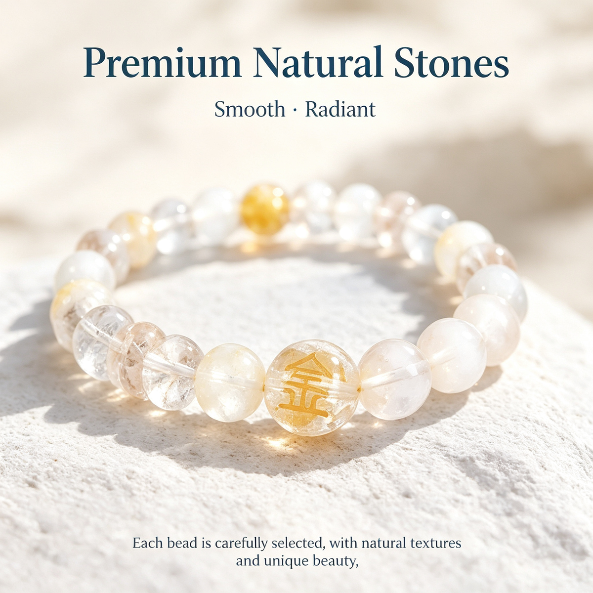 Five Elements Gold Crystal Wealth Bracelet | Natural Gemstone Feng Shui Jewelry