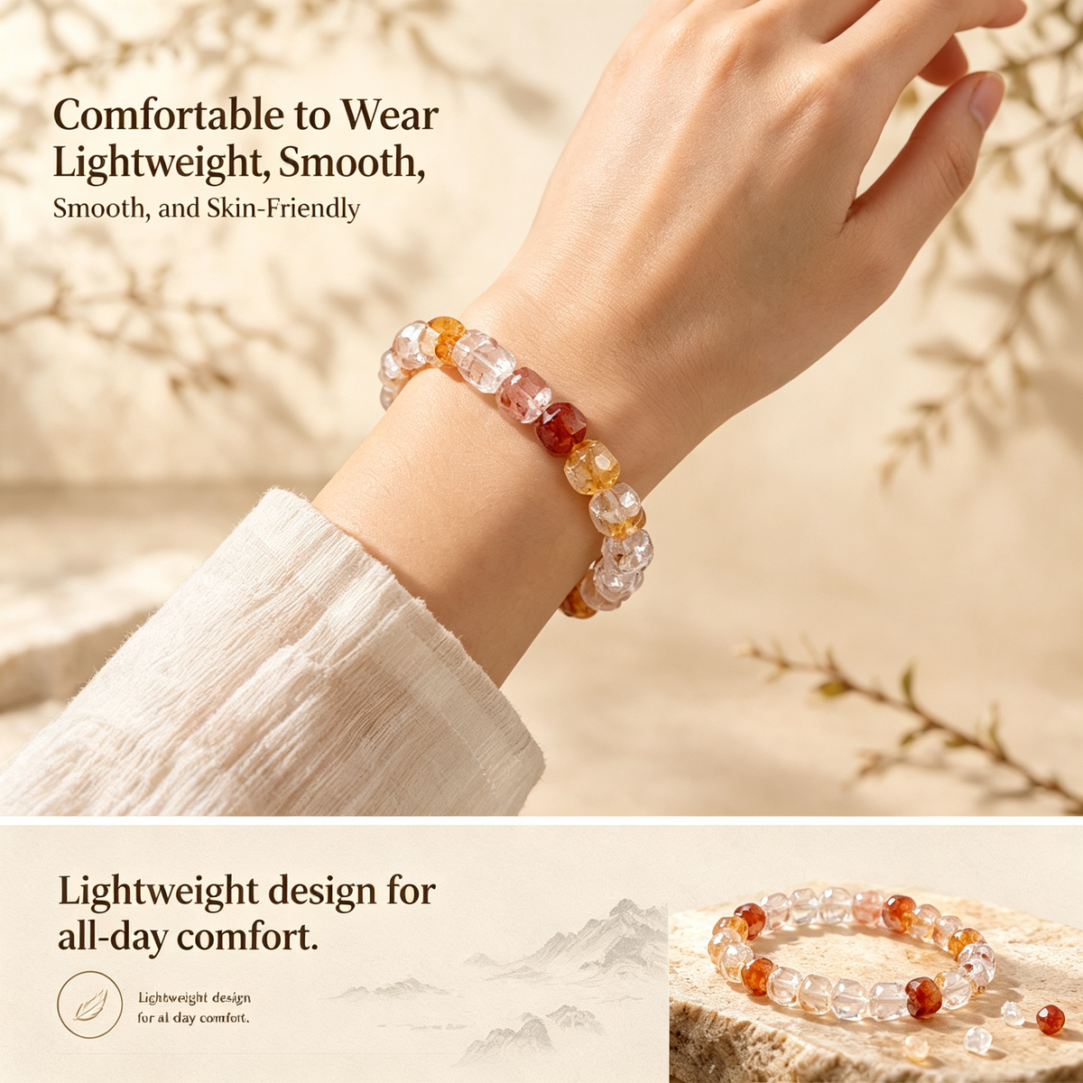 Natural Red & Yellow Faceted Crystal Bracelet