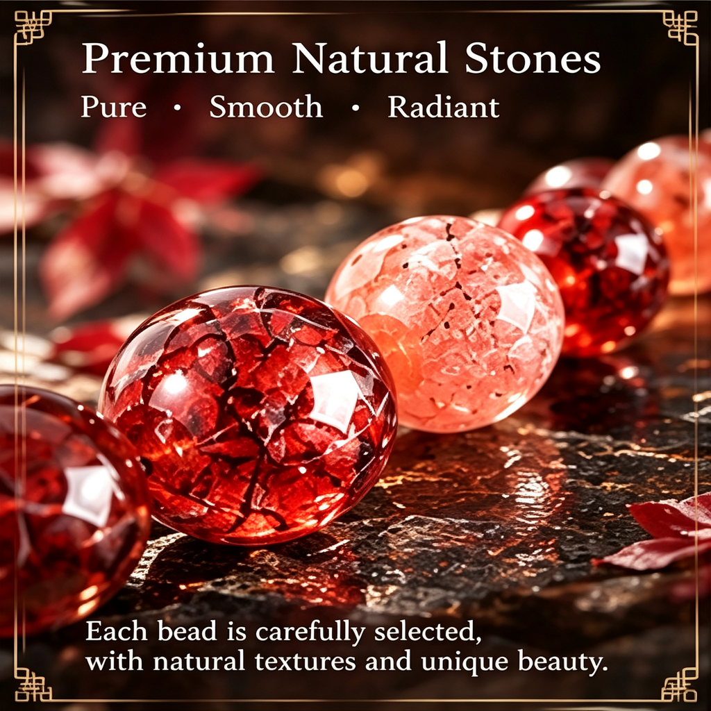 Five Elements Fire Crystal Peace & Wealth Bracelet | Natural Red Agate Garnet Feng Shui Jewelry