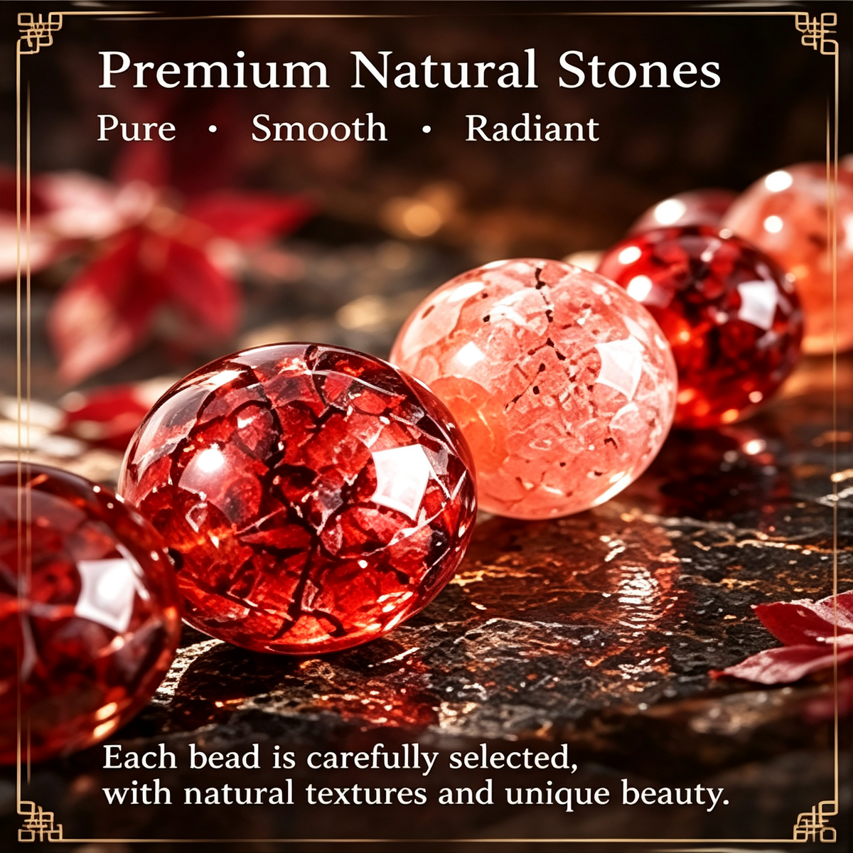 Five Elements Fire Crystal Peace & Wealth Bracelet | Natural Red Agate Garnet Feng Shui Jewelry