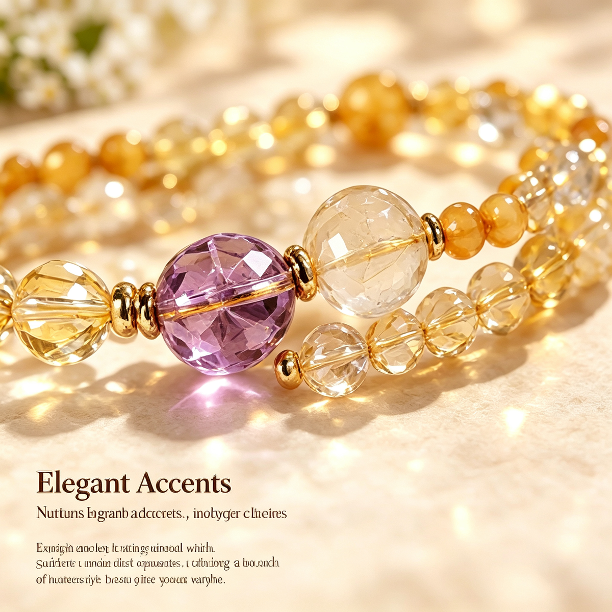 Wealth-Attracting Citrine & Amethyst Double-Strand Bracelet