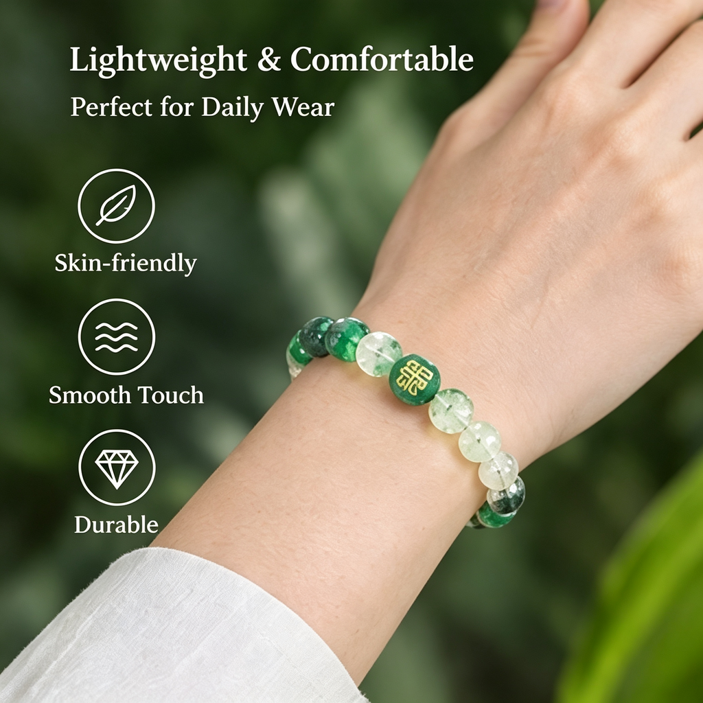 Five Elements Wood Crystal Wealth Bracelet | Natural Gemstone Feng Shui Jewelry