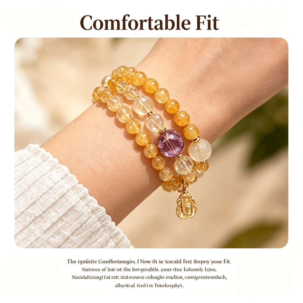 Wealth-Attracting Citrine & Amethyst Double-Strand Bracelet