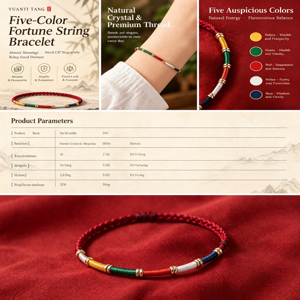 Five-Color Fortune String Bracelet – Protection, Blessings & Good Luck