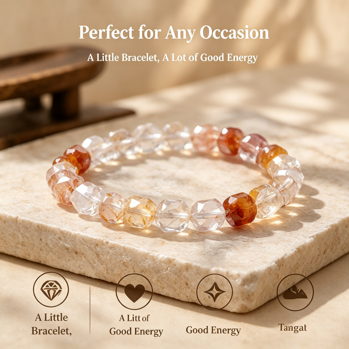 Natural Red & Yellow Faceted Crystal Bracelet