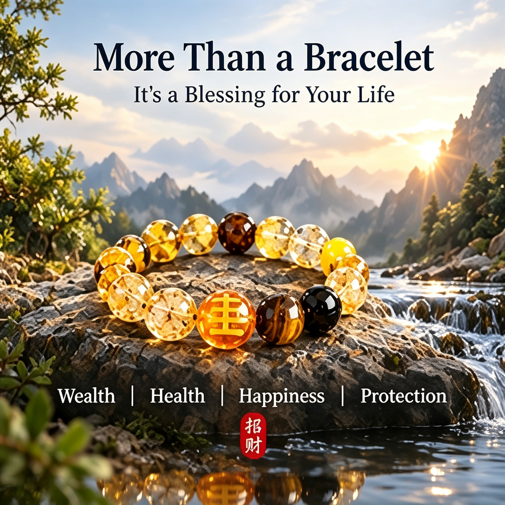 Five Elements Earth Crystal Wealth Bracelet | Natural Citrine Sunstone Feng Shui Jewelry