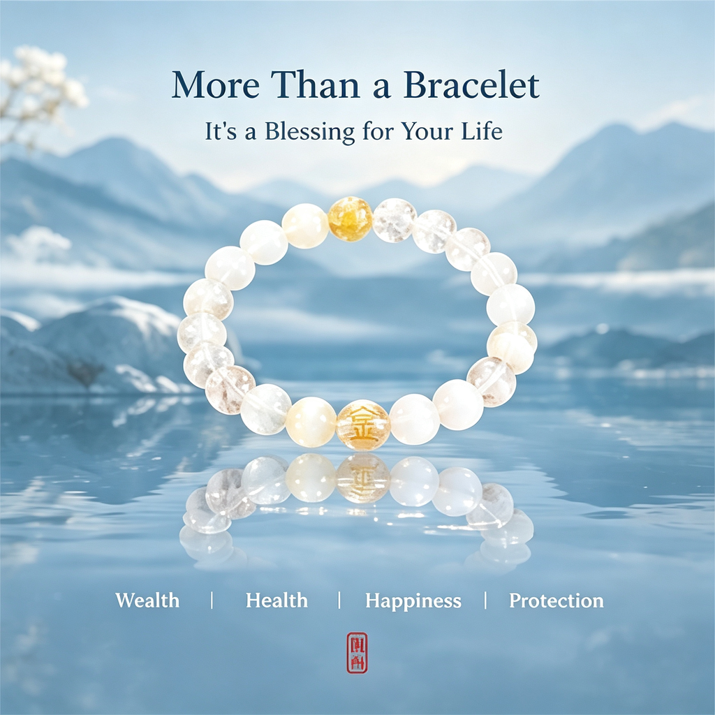 Five Elements Gold Crystal Wealth Bracelet | Natural Gemstone Feng Shui Jewelry