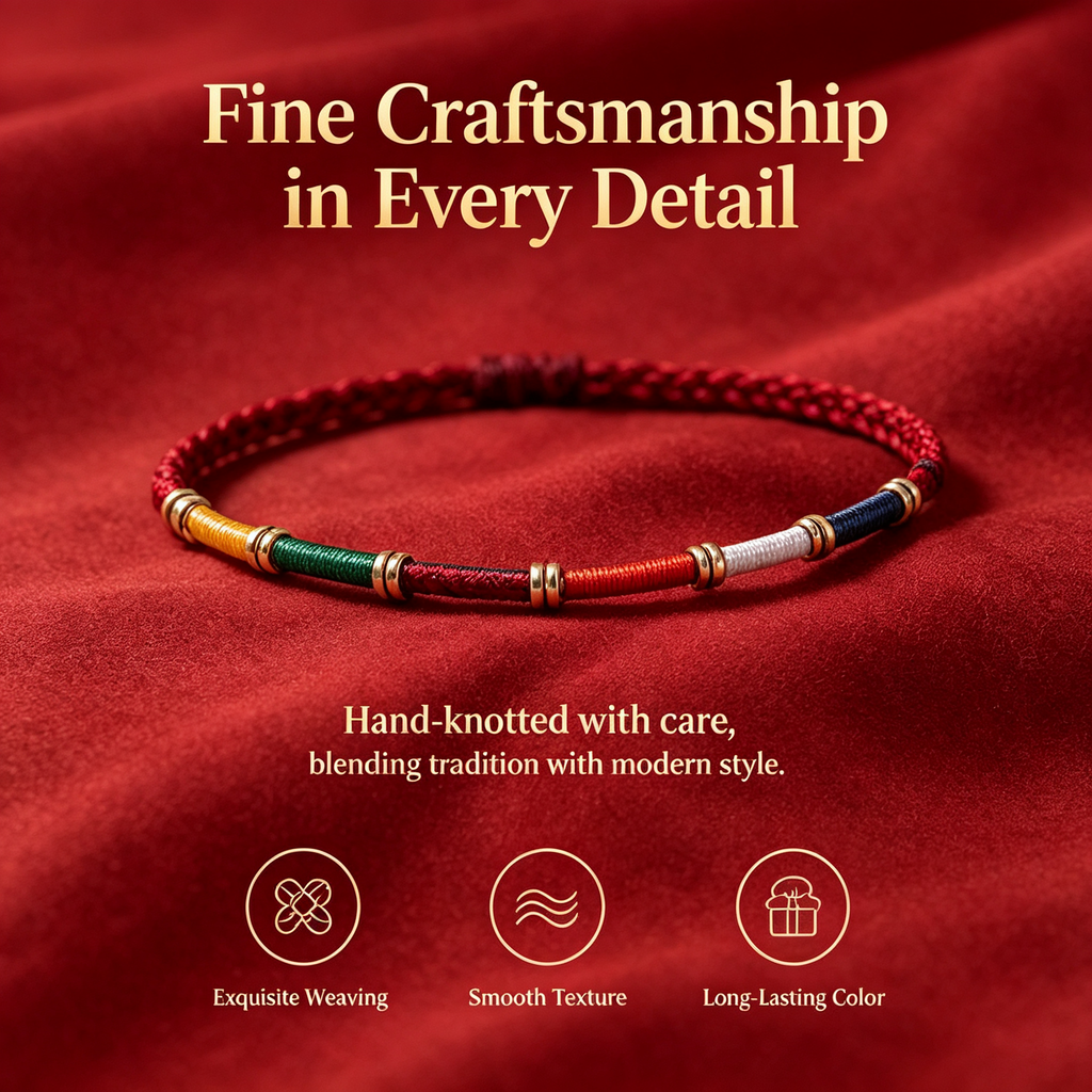 Five-Color Fortune String Bracelet – Protection, Blessings & Good Luck