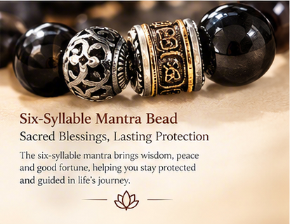 Six-Syllable True Word Obsidian Bracelet